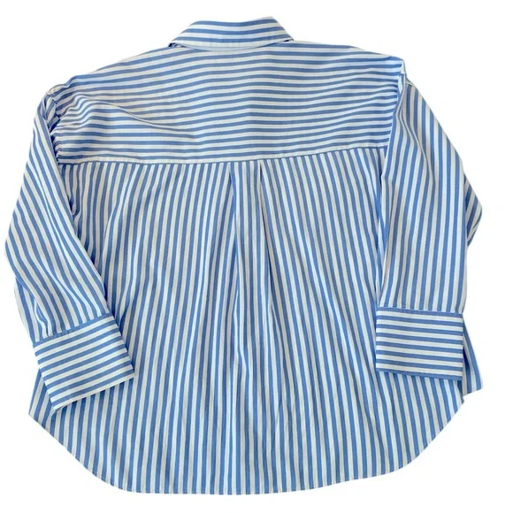 Zara Striped Oversized Poplin Button Down Shirt - Picture 8 of 9